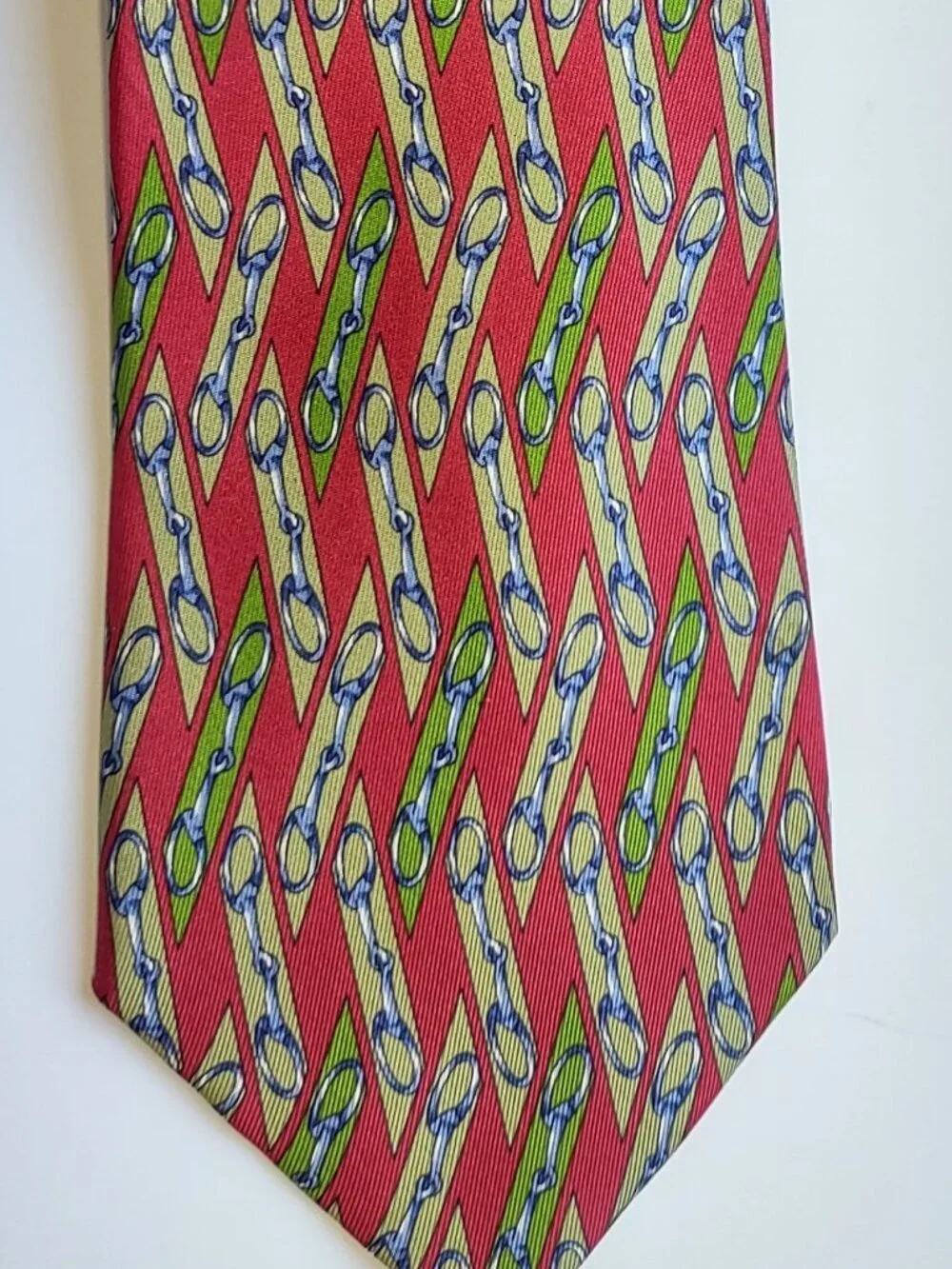 Vintage Gucci 100% Silk Tie Classic Equestrian Pattern Italy Luxury Designer